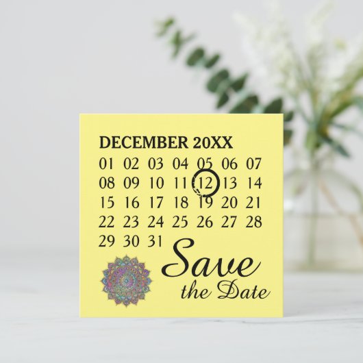 Save The Date Mandala Inde Style 1 (Debout devant)