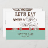 Save The Date Mangez, buvez Mariez-vous Économisez la date Annon (Devant / Derrière)