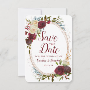 Save The Date Manoir de gui Aquarelle Hiver luxuriant Cadre oval