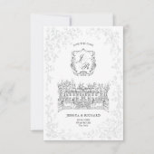 Save The Date Mansion de Mariage Whimsical Dessiné À La Main Sur (Devant)