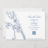 Save The Date Manteo NC Outer Banks Map Elegant Mariage de code  (Devant)