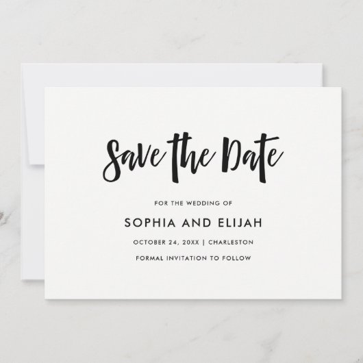 Save The Date manuscrit et moderne | Noir et blanc (Devant)