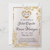 Save The Date Marble & Grey, Gold Frame, Gold Heart (Dos)