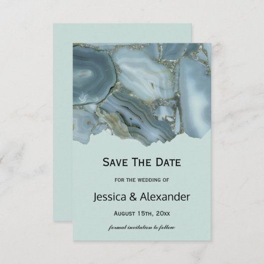 Save The Date Marbre Classé Enregistrer Le Mariage Date (Devant / Derrière)
