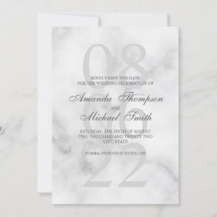 Save The Date Marbre classique Mariage élégant Enregistrer la da