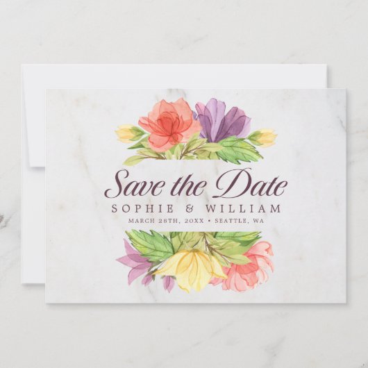 Save The Date Marbre en flammes vives Enregistrer la date (Devant)