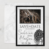 Save The Date Marbre et Fleur (Devant / Derrière)
