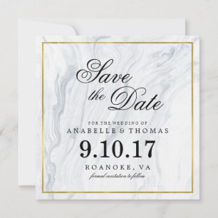 Save The Date Marbre et mariage d'or Enregistrer la date