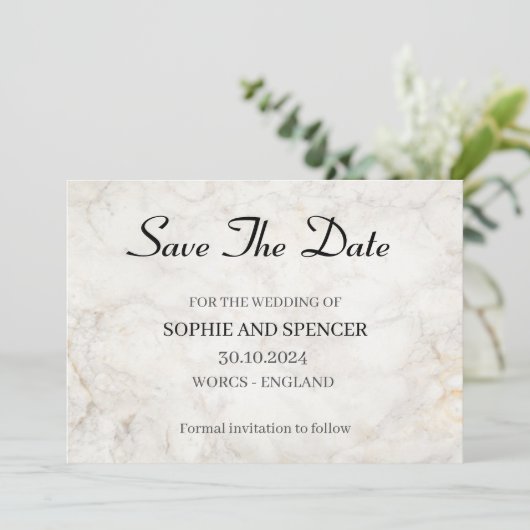 Save The Date Marbre gris classique Enregistrer la date (Debout devant)