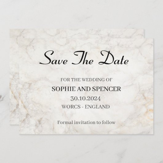 Save The Date Marbre gris classique Enregistrer la date (Devant / Derrière)