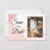 Save The Date Marbre Moderne Pailleté Rose et Or (Devant)