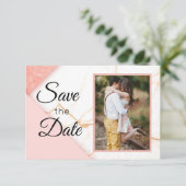 Save The Date Marbre Moderne Pailleté Rose et Or (Debout devant)