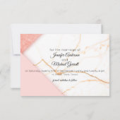 Save The Date Marbre Moderne Pailleté Rose et Or (Dos)