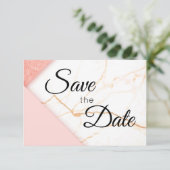 Save The Date Marbre Moderne Pailleté Rose et Or (Debout devant)