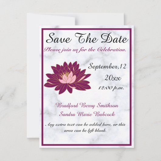 Save The Date Marbre rose bordeaux élégant et moderne (Devant)