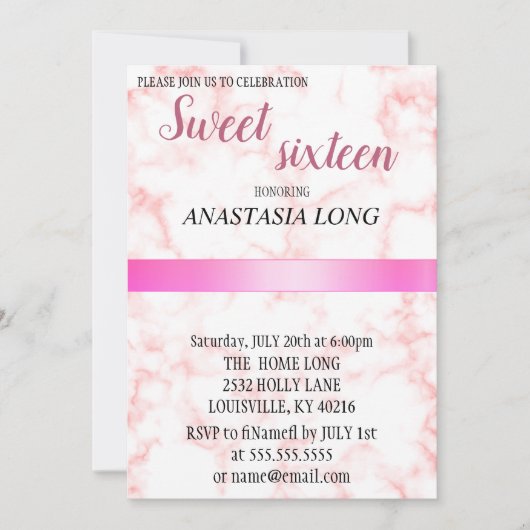 Save The Date Marbre rose moderne et élégant (Devant)
