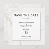 Save The Date Marbre simple moderne blanc Mariage Enregistrer la (Devant / Derrière)