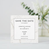 Save The Date Marbre simple moderne blanc Mariage Enregistrer la (Debout devant)