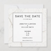 Save The Date Marbre simple moderne blanc Mariage Enregistrer la (Devant)