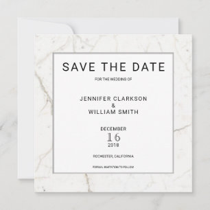 Save The Date Marbre simple moderne blanc Mariage Enregistrer la