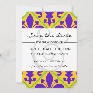 Save The Date Mardi Gras Party Nouvelle-Orléans Fleur de Lis