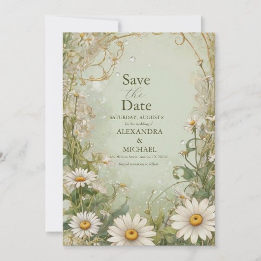 Save The Date Marguerite Daisy Dusty Mariage (Devant)