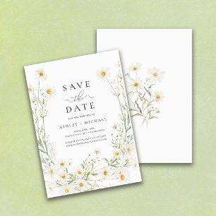 Save The Date Marguerite Fleur Sauvage Blanche Bohème Minimalist