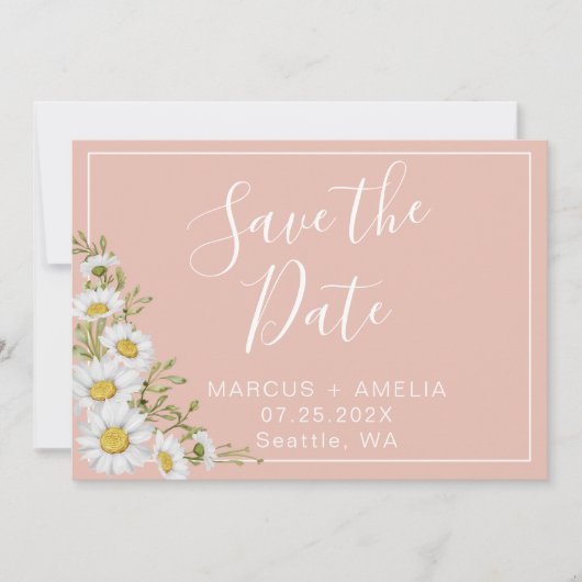 Save The Date Marguerites blanches et blanches modernes (Devant)