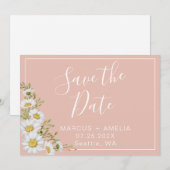 Save The Date Marguerites blanches et blanches modernes (Devant / Derrière)