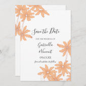 Save The Date Marguerites orange sur mariage blanc Enregistrer l (Devant / Derrière)
