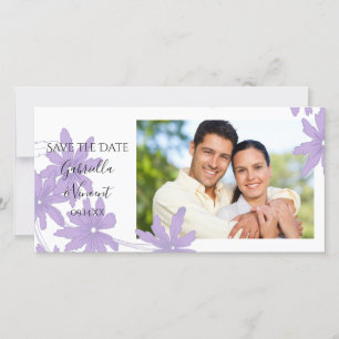 Save The Date Marguerites violettes sur mariage blanc Enregistre