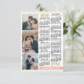Save The Date Mariage 2020 Calendrier Blush Pink Gold 3 Photos (Debout devant)