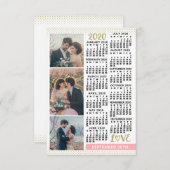 Save The Date Mariage 2020 Calendrier Blush Pink Gold 3 Photos (Devant / Derrière)