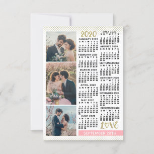 Save The Date Mariage 2020 Calendrier Blush Pink Gold 3 Photos