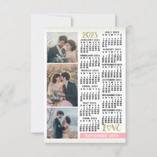 Save The Date Mariage 2023 Calendrier Blush Pink Gold 3 Photos