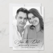 Save The Date Mariage 2 Photo QR Code Calligraphie Élégante Mode (Devant)
