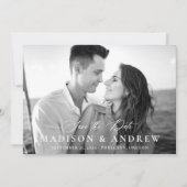 Save The Date Mariage 2 Photo QR Code Calligraphie Élégante Mode (Devant)