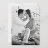 Save The Date Mariage 2 Photo QR Code Calligraphie Élégante Mode (Devant)