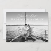 Save The Date Mariage 2 Photo QR Code Calligraphie Élégante Mode (Devant)