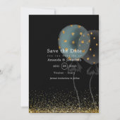 Save The Date Mariage à ballets Parties scintillant noir et or (Devant)