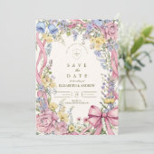 Save The Date Mariage à cadre floral vintage (Debout devant)