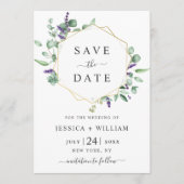 Save The Date Mariage à cadre géométrique lavande eucalyptus mod (Devant)