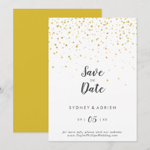 Save The Date Mariage à Confettis Dorés Enregistrez la Date