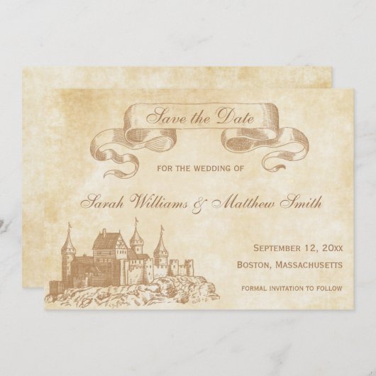 Save The Date Mariage à conte équitable Sauvegarder la date (Devant / Derrière)