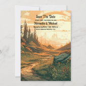 Save The Date Mariage À feuillage persistant Rustic Mountain For (Devant)