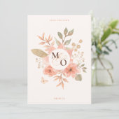 Save The Date Mariage à fleurs de pêche rose (Debout devant)