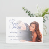 Save The Date Mariage à fleurs rose et bleu Enregistrer la photo (Debout devant)