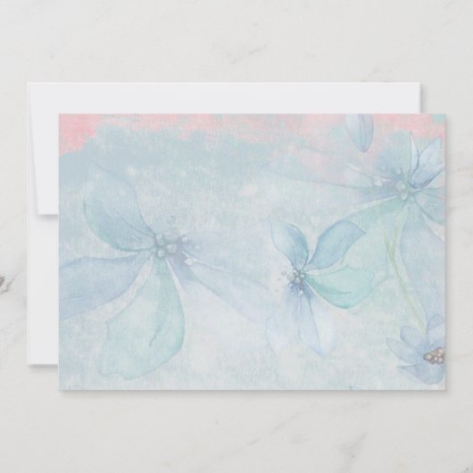 Save The Date Mariage à fleurs rose et bleu Enregistrer la photo (Dos)