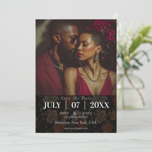 Save The Date Mariage à fleurs Rose Fleur sauvage classique (Debout devant)