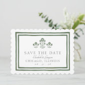 Save The Date Mariage à Impression Botanique Verte et Blanche (Debout devant)